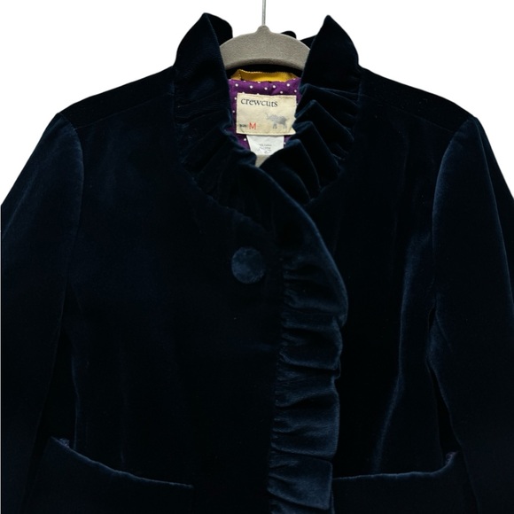J. Crew Crewcuts velvet ruffle jacket, cotton, navy blue, girl's medium - Picture 3 of 6